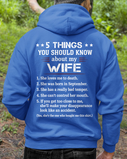 SEPTEMBER – 5 THINGS YOU SHOULD KNOW ABOUT MY WIFE - T-SHIRT FROM WIFE - MTNN09 (SKU2606-283-09)