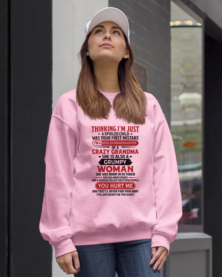 OCTOBER - TO MY GRANDDAUGHTER - SPOILED GRANDDAUGHTER - GIFT FROM GRANDMA - HNDS10 (SKU10-117-10)