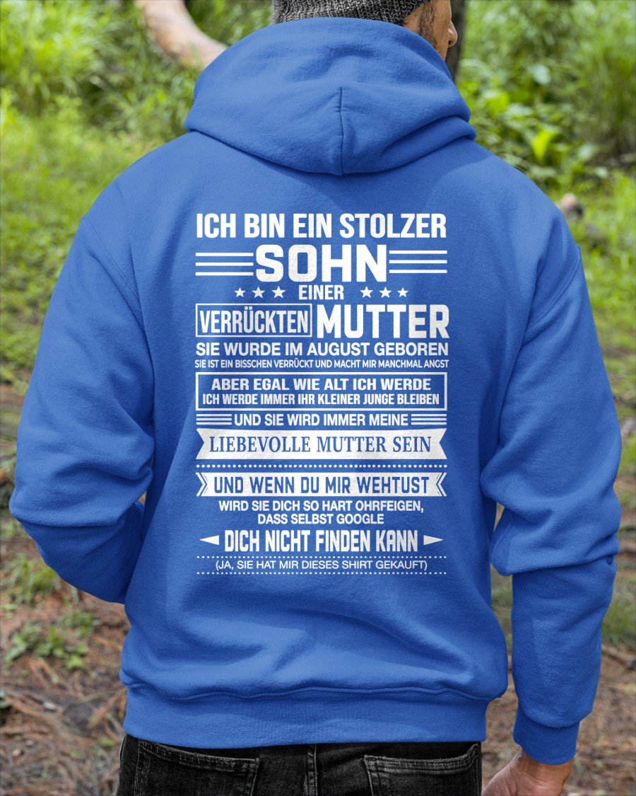 AUGUST - STOLZER SOHN EINER VERRÜCKTEN MUTTER – T-SHIRT FÜR SOHN VON DER MUTTER - MTNN08 (SKU2605-434-08)