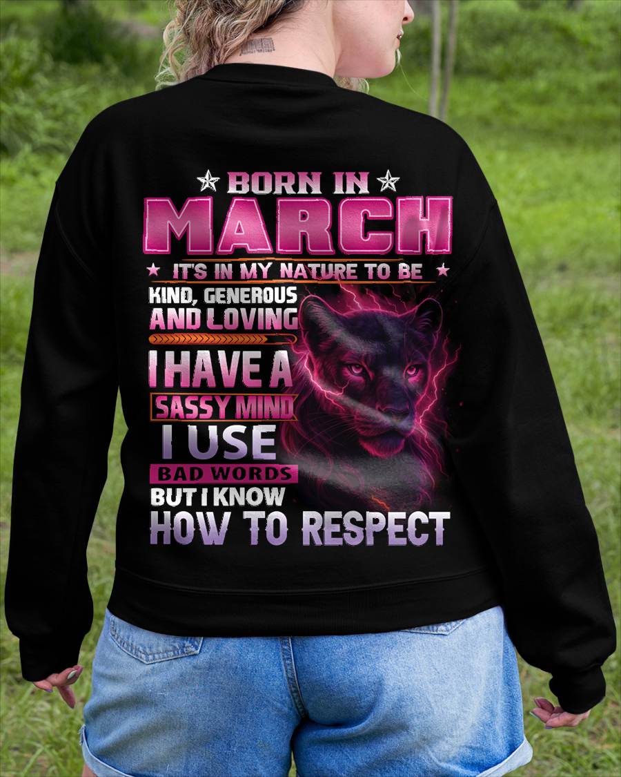 March - Fierce Panther Graphic Tee - Birthday Gift For Women - MTNN03 (SKU09-24-03)