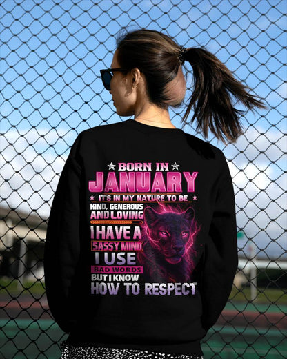 January - Fierce Panther Graphic Tee - Birthday Gift For Women - MTNN01 (SKU09-24-01)