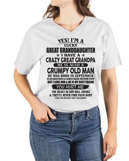 SEPTEMBER - LUCKY GREAT GRANDDAUGHTER OF CRAZY GREAT GRANDPA - PERFECT GIFT FROM GREAT GRANDPA - MTNN09 (SKU12-287-09)