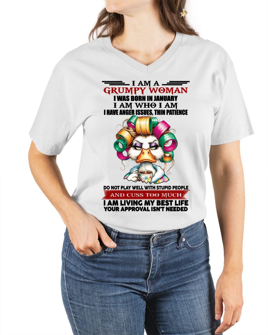 JANUARY - GRUMPY WOMAN - BIRTHDAY SHIRT FOR WOMEN - MTNN01 (SKU26T-01-22-01)