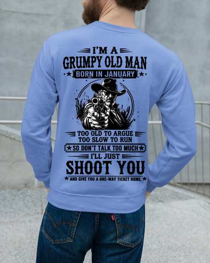 January – Too Old To Argue Too Slow To Run – Funny T-Shirt For Men - MTNN01 (SKU2605-157-01)