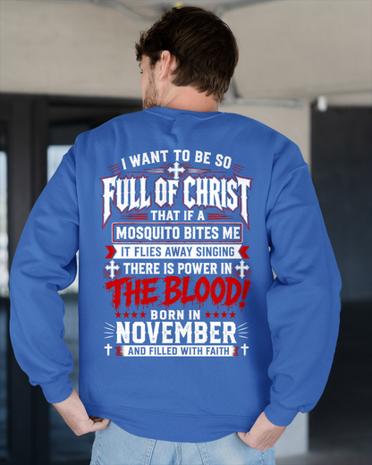NOVEMBER - FULL OF CHRIST AND FILLED WITH FAITH – CHRISTIAN T-SHIRT FOR MEN- MTNN11 (SKU2606-123-11)