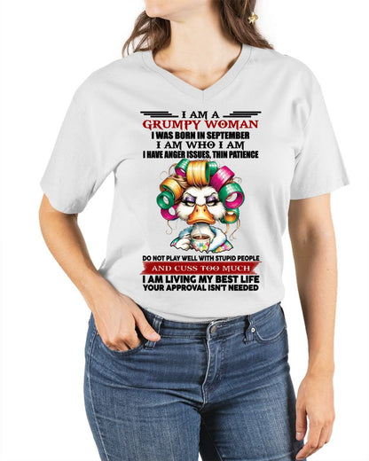 SEPTEMBER - GRUMPY WOMAN - BIRTHDAY SHIRT FOR WOMEN - MTNN09 (SKU26T-01-22-09)