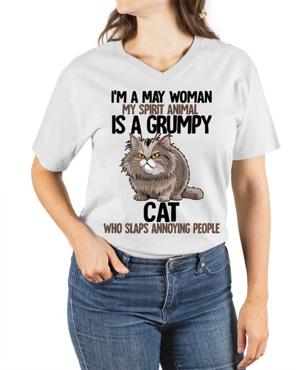 MAY - MY SPIRIT ANIMAL IS A GRUMPY CAT - BIRTHDAY SHIRT FOR WOMEN - MTNN05 (SKU12-278-05)