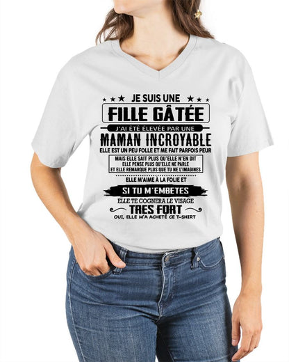 T-SHIRT JE SUIS UNE FILLE CHANCEUSE – CADEAU TOUCHANT DE MAMAN INCROYABLE - frMTNN00 (SKU26T-0190-00)