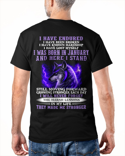 JANUARY - WOLF T-SHIRT FOR MEN – I HAVE ENDURED – STRONGER EVERY DAY - MTNN01 (SKU2605-368-01)