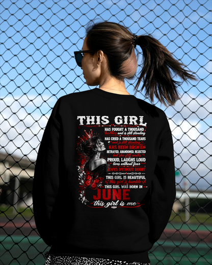 JUNE – THIS GIRL HAS FOUGHT A THOUSAND BATTLES – T-SHIRT FOR WOMEN - MTNN06 (SKU2608-64-06)