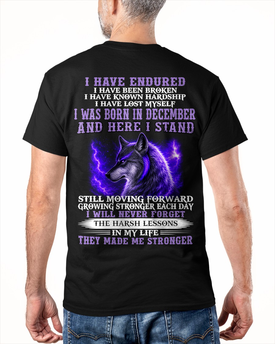 DECEMBER - WOLF T-SHIRT FOR MEN – I HAVE ENDURED – STRONGER EVERY DAY - MTNN12 (SKU2605-368-12)
