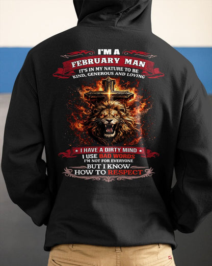 FEBRUARY - KIND AND LOVING ARE MY NATURE - PREMIUM DTG PRINT BIRTHDAY T-SHIRT FOR MEN - MTNN02 (SKU26T-01-31-02)