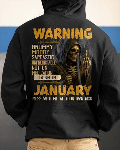 JANUARY - WARNING GRUMPY MOODY - BIRTHDAY T-SHIRT FOR MEN - MTNN01 (SKU26T-01-07-01)