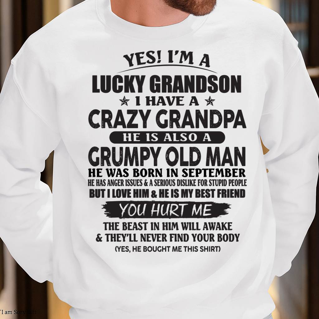 SEPTEMBER - LUCKY GRANDSON OF CRAZY GRANDPA -  PERFECT GIFT FROM GRANDPA - MTNN09 (SKU12-145-09)