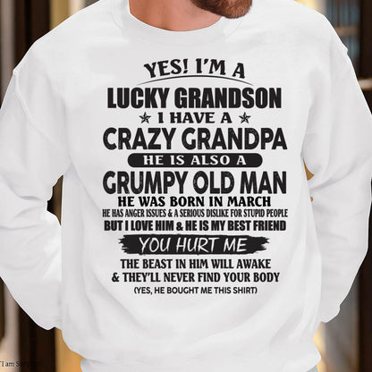 MARCH - LUCKY GRANDSON OF CRAZY GRANDPA -  PERFECT GIFT FROM GRANDPA - MTNN03 (SKU12-145-03)