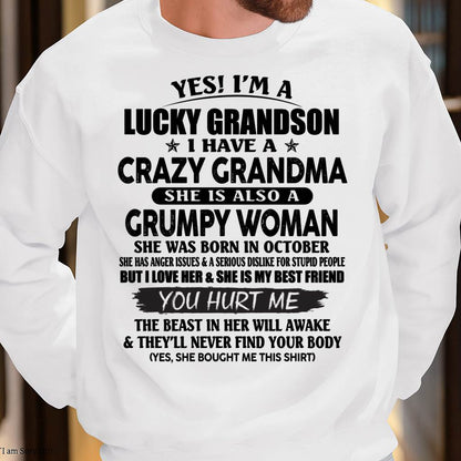 OCTOBER - LUCKY GRANDSON OF CRAZY GRANDMA -  PERFECT GIFT FROM GRANDMA - HNDS10 (SKU12-113-10)