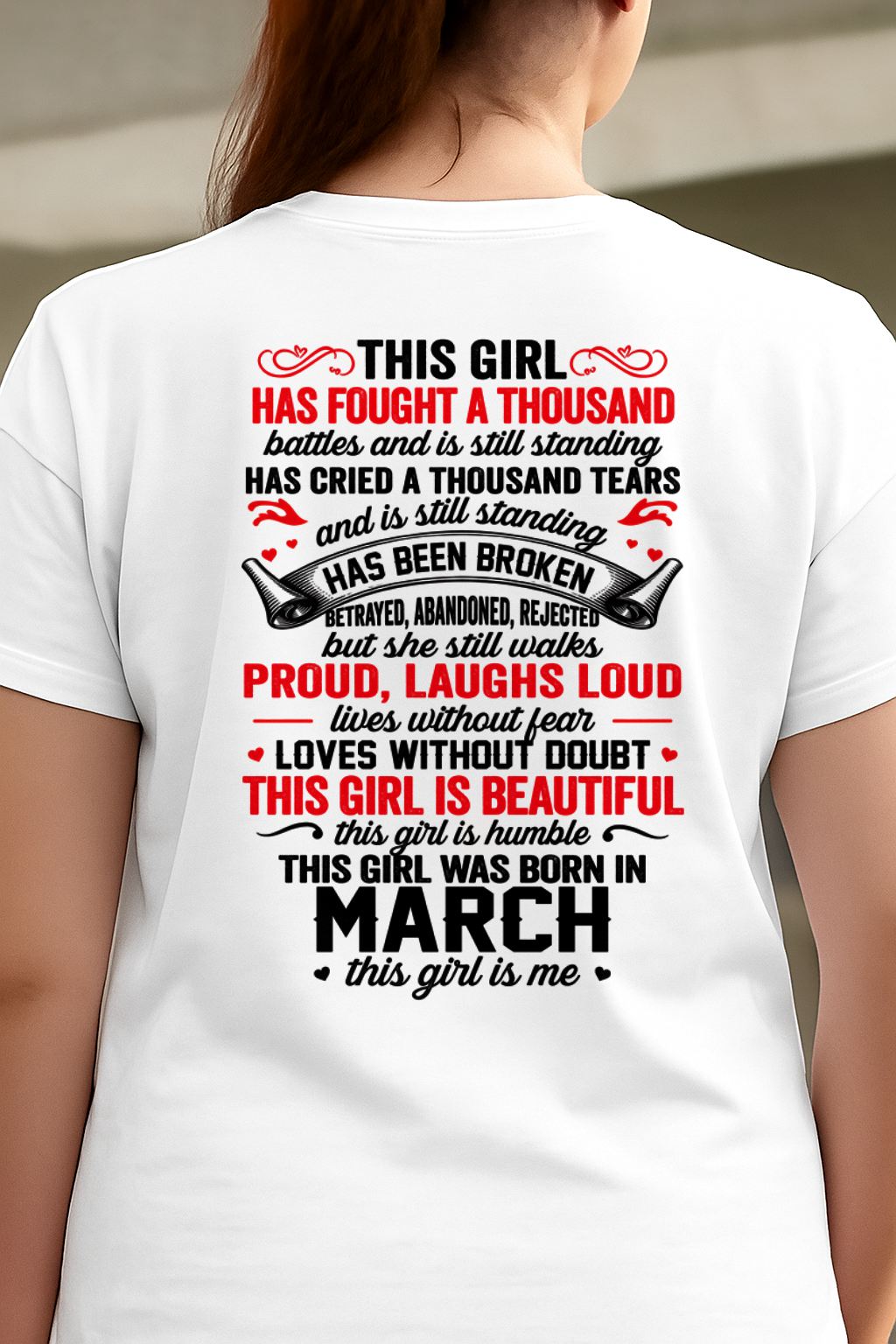MARCH – BEAUTIFUL, STRONG & UNBREAKABLE – T-SHIRT FOR WOMEN – MTNN03 (SKU2609-116-03)