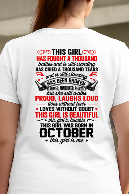 OCTOBER – BEAUTIFUL, STRONG & UNBREAKABLE – T-SHIRT FOR WOMEN – MTNN10 (SKU2609-116-10)