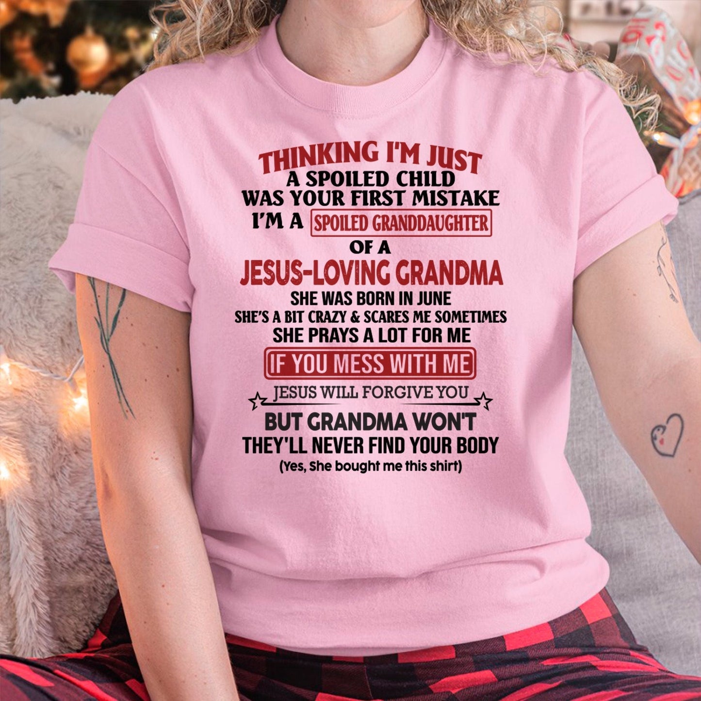 Christian Girl Shirt – Spoiled by Grandma June Edition – From Grandma to Granddaughter MTNN06 (SKU07-181-06)