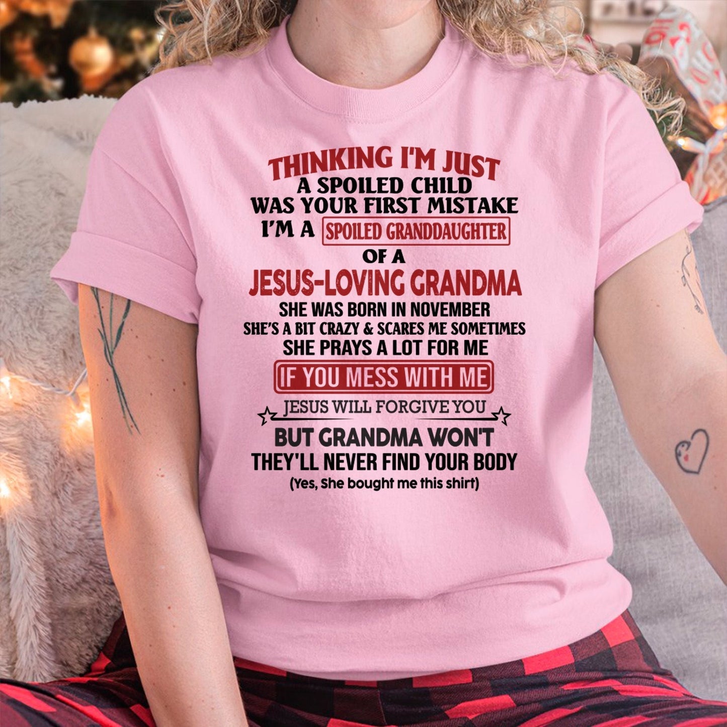 Christian Girl Shirt – Spoiled by Grandma November Edition – From Grandma to Granddaughter MTNN11 (SKU07-181-11)