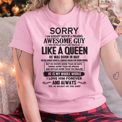 May - Sorry I am already taken by a freaking awesome guy - Gift for Wife From Husband - HNDS05 (SKU08-25-05)