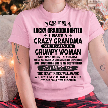 AUGUST - LUCKY GRANDDAUGHTER OF CRAZY GRANDMA - PERFECT GIFT FROM GRANDMA - HNDS08 (SKU12-146-08)