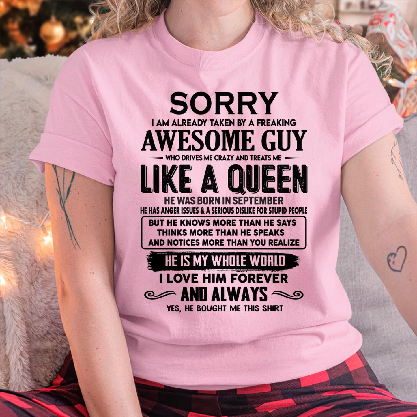 September - Sorry I am already taken by a freaking awesome guy - Gift for Wife From Husband - HNDS09 (SKU-SRG-09)