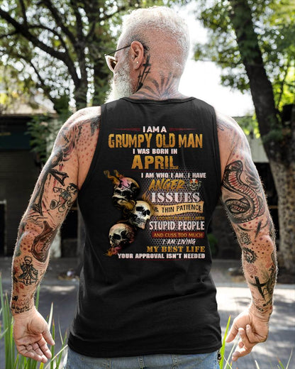 April - Grumpy Old Man T-Shirt - Funny Skull Anger Issues Tee - Perfect Gift For Men MTNN04 (SKU08-67-04)