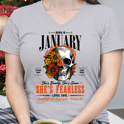 JANUARY – SHE’S FEARLESS – BEAUTY & GRACE WOMEN TEE - T-SHIRT FOR WOMEN - MTNN01 (SKU2605-389-01)