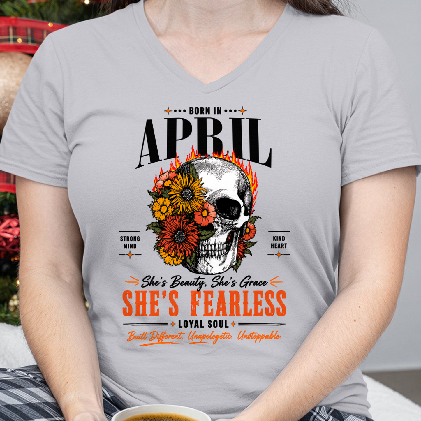 APRIL – SHE’S FEARLESS – BEAUTY & GRACE WOMEN TEE - T-SHIRT FOR WOMEN - MTNN04 (SKU2605-389-04)