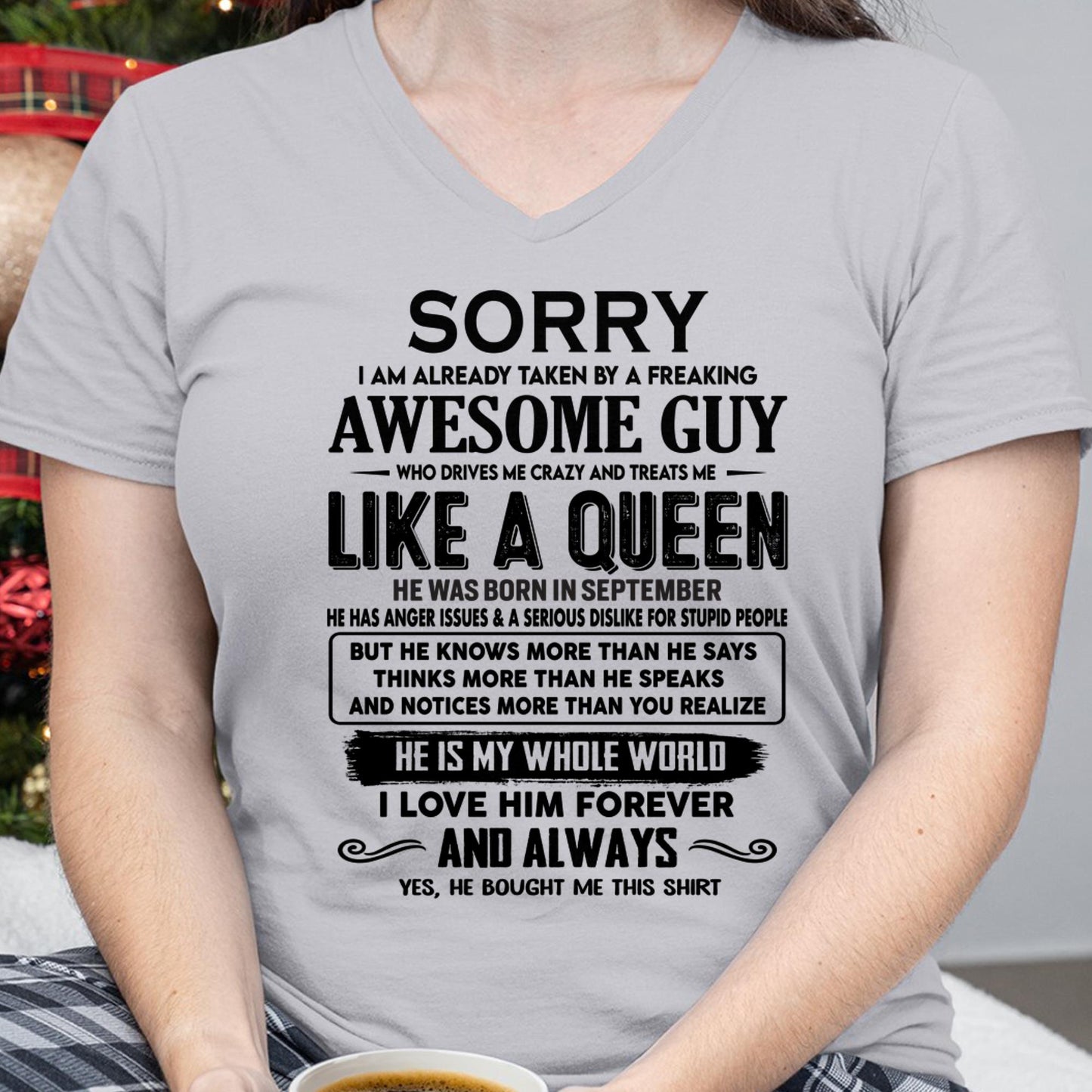 September - Sorry I am already taken by a freaking awesome guy - Gift for Wife From Husband - HNDS09 (SKU-SRG-09)