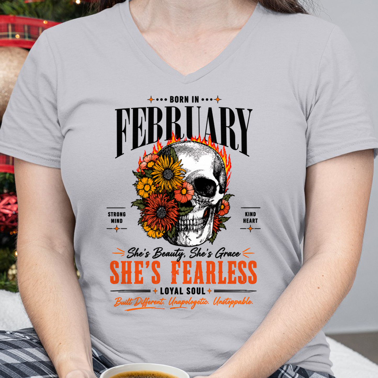 FEBRUARY – SHE’S FEARLESS – BEAUTY & GRACE WOMEN TEE - T-SHIRT FOR WOMEN - MTNN02 (SKU2605-389-02)