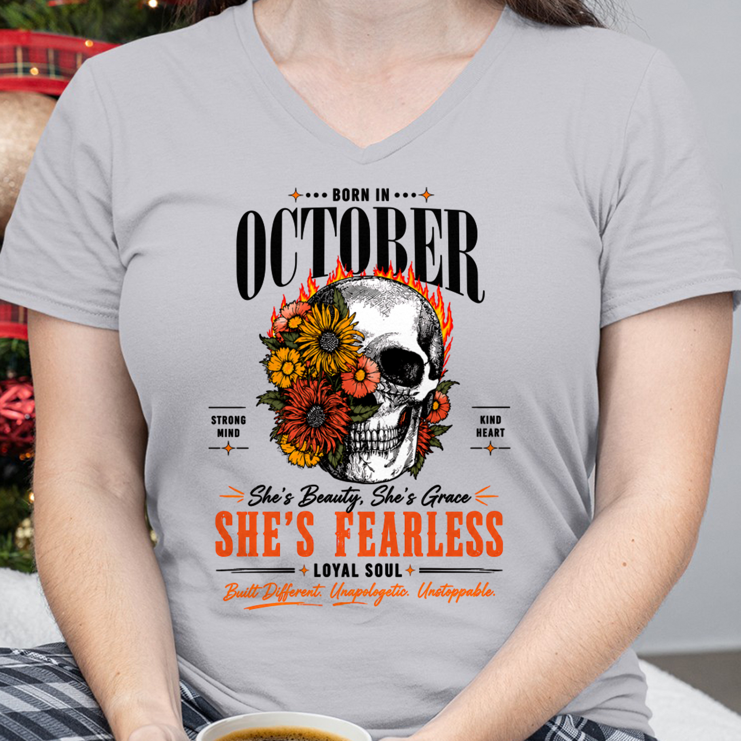 OCTOBER – SHE’S FEARLESS – BEAUTY & GRACE WOMEN TEE - T-SHIRT FOR WOMEN - MTNN10 (SKU2605-389-10)