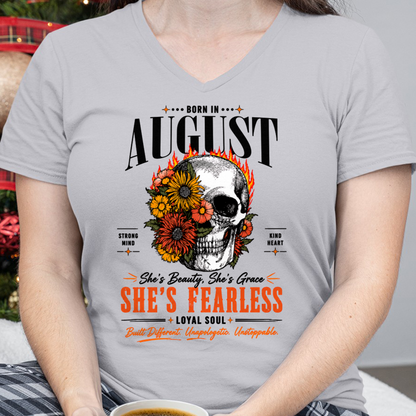 AUGUST – SHE’S FEARLESS – BEAUTY & GRACE WOMEN TEE - T-SHIRT FOR WOMEN - MTNN08 (SKU2605-389-08)