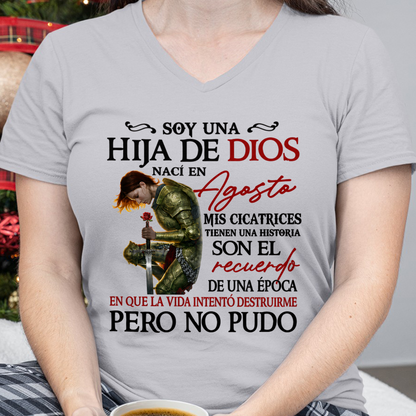 August – Daughter Of God – My Scars Have A Story – T-Shirt For Women - MTNN08 (SKU2605-189-08)